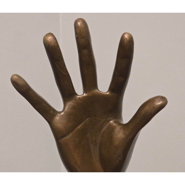 Late 20th Century Signed Solid Bronze Surrealist Hand and Face Sculpture For Sale - Image 9 of 10