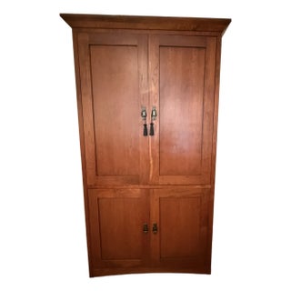 Mission Style Cherry Tv / Computer Armoire For Sale