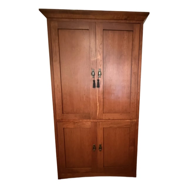 Mission Style Cherry Tv / Computer Armoire For Sale