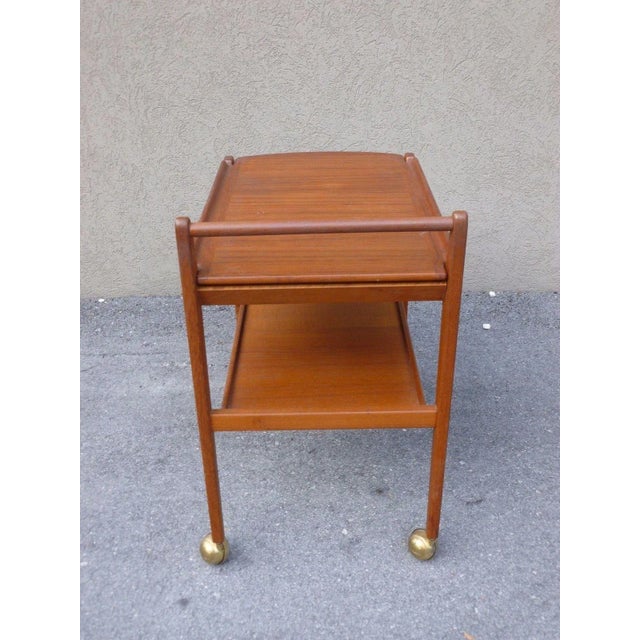 Mid-Century Modern Mid-Century Modern Swedish Erik Gustafssons Teak Tea Cart W Rosewood Top For Sale - Image 3 of 8