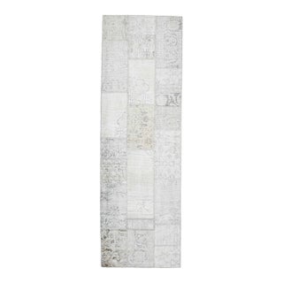 Vintage Beige Patchwork Turkish Runner Rug - Handwoven Boho Carpet For Sale