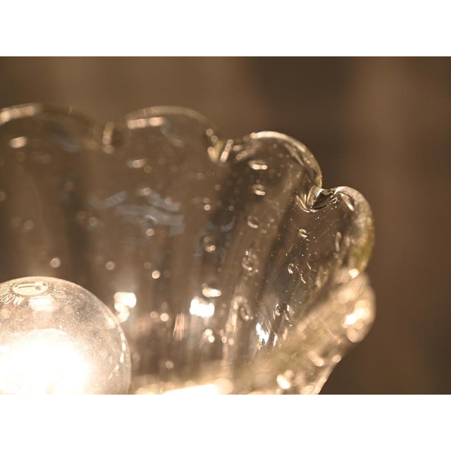 Large Bullicante Murano Glass and Brass Flower Table Lamp from Barovier, Italy, 1950s For Sale - Image 10 of 14