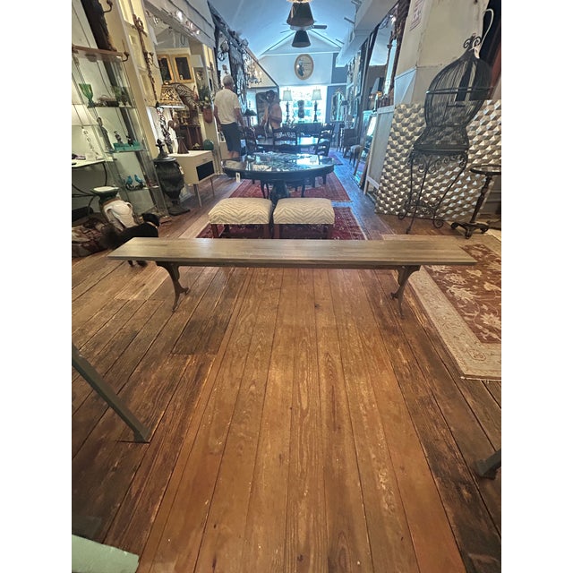 Custom Industrial Flooring Dining Table With Modern Wishbone Steel Legs For Sale - Image 9 of 16