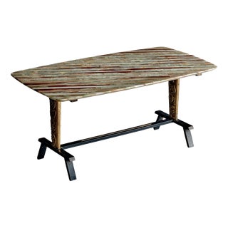 Coffee Table with Striped Marble Top attributed to Duilio Barnabé, 1950s For Sale