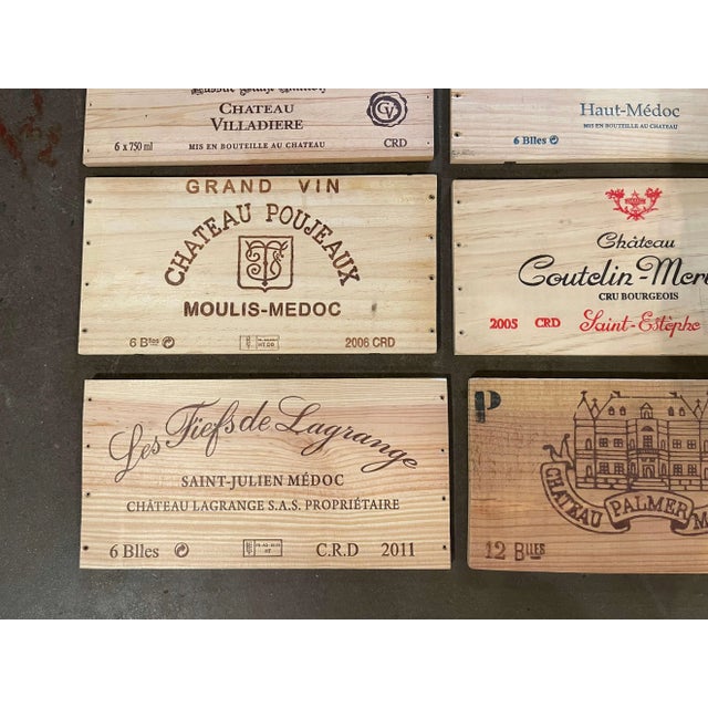Tan Vintage French Wooden Wine Crate Box Labels, Set of 12 For Sale - Image 8 of 12