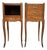 1940s Pair of French Louis XV Style Bedside Tables with Marquetry and Brass Hardware, Pair For Sale