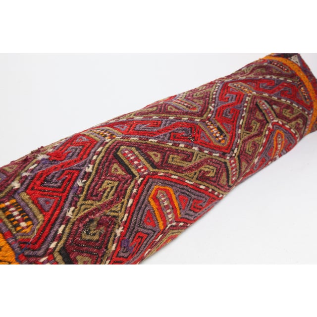 Mid 20th Century Turkish Handwoven Vintage Tribal Kilim Pillow Cover -13'' X 54'' For Sale - Image 5 of 10