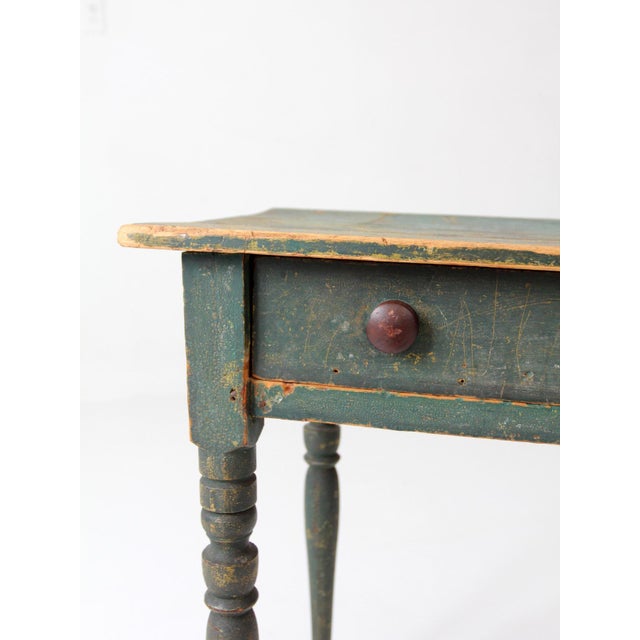 Antique American Painted Table With Drawer For Sale - Image 9 of 18