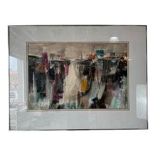 1980's Tom Anderson Abstract Expressionist Water Color Painting, Framed For Sale