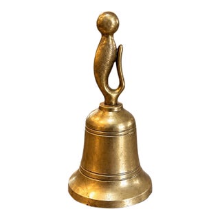 Vintage Solid Brass Bell With Sculptural Handle – 3.75” For Sale