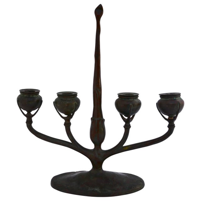 Bronze 20th Century Louis Tiffany Bronze Candlestick For Sale - Image 8 of 8