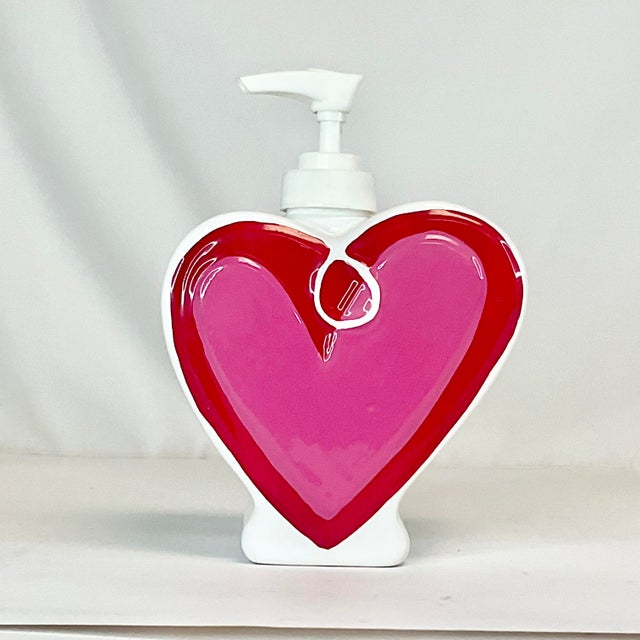 1990s Vintage Boho Chic Valentines Heart Soap or Lotion Dispenser For Sale - Image 4 of 8
