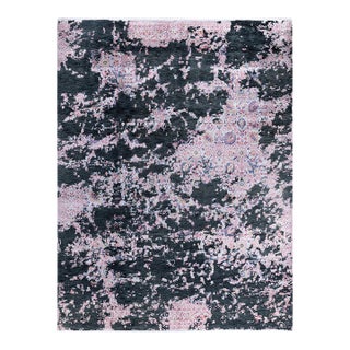 Ikat, One-of-a-Kind Hand-Knotted Area Rug - Green, 9' 1" x 12' 1" For Sale