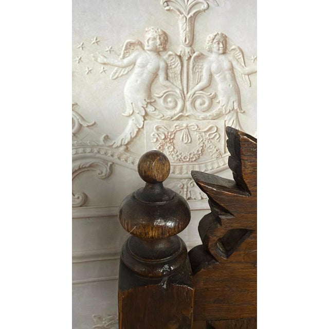 Set of 6 Antique Jacobean Hunt Chairs in Heavily Carved Oak With Cognac Leather For Sale - Image 15 of 18
