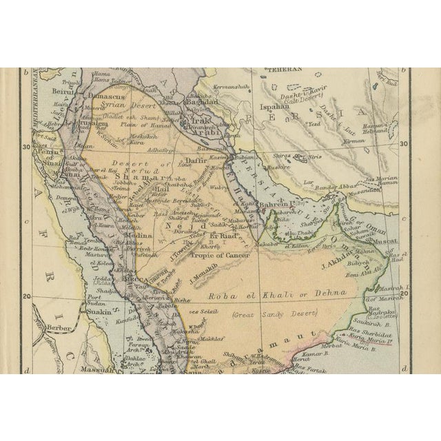 Antique Miniature Map of Arabia from Johnston, 1909 For Sale - Image 6 of 9
