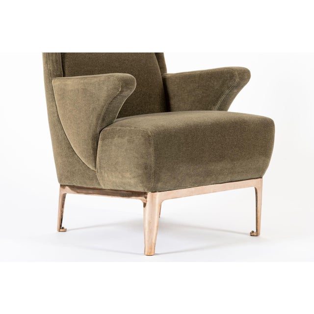 Restored 1940s Art Deco Lounge Chair Mink Mohair, Matching Sofa Available For Sale - Image 13 of 15