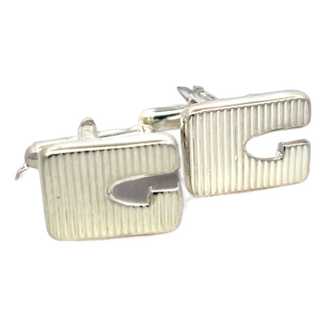 1990s Pair of Gucci Estate Mens Cufflinks Sterling Silver For Sale