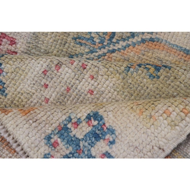 Beige Reproduction Turkish Oushak Rug With Vibrant Multicolor Motifs For Sale - Image 8 of 8