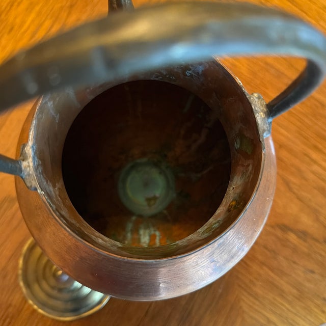 Metal Antique Copper and Brass Ewer With Quail Spout For Sale - Image 7 of 8