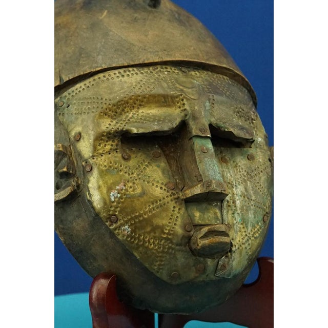 African Wood and Embossed Copper Sculpture, 1800s For Sale - Image 14 of 18