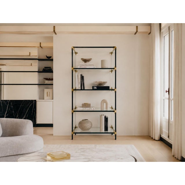 Leon Rosen for Pace Waterfall Glass and Brass Shelving Unit. For Sale - Image 9 of 9