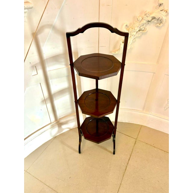 Antique Edwardian Mahogany Three-Tier Cake Stand, 1900s For Sale - Image 3 of 11
