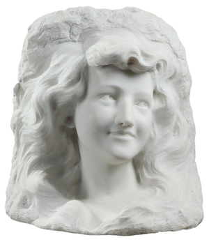 19th Century Bust of Young Woman in Carrara Marble, 1890s