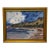 Abstract Cloud Covered Blue Skies on the Beach Painting, Framed For Sale