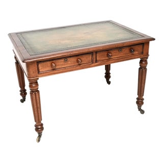 Antique Victorian Writing Table with Leather Top, 1860 For Sale