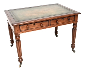 Antique Victorian Writing Table with Leather Top, 1860