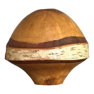Vintage Hand-Turned Paper Birch Studio Art Vessel by Norris White – Signed (1999) For Sale