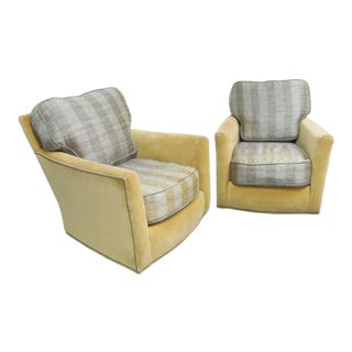 Lee Industries Modern Design Swivel Club Chairs- a Pair For Sale