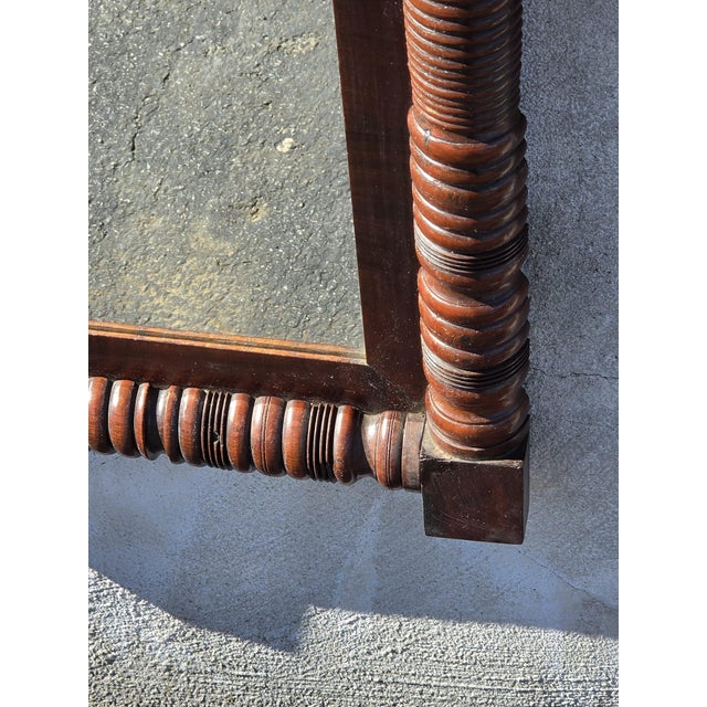 Brown 19th Century Americana Walnut Rope Column Original Mirror. For Sale - Image 8 of 16