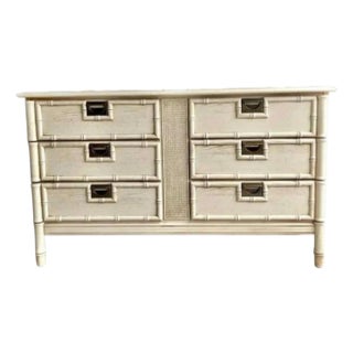 Vintage Faux Bamboo Stanley Style Six Drawer Dresser For Sale
