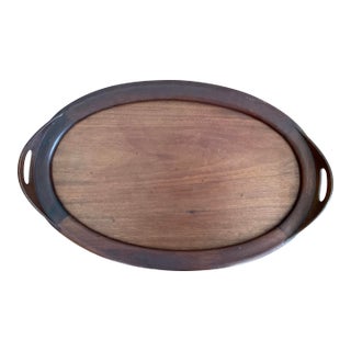 Vintage Modern Long Mahagony Hostess Tray For Sale