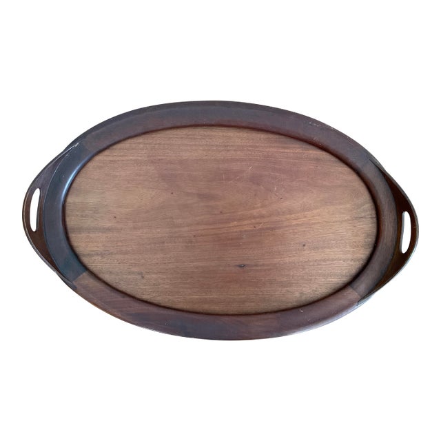Vintage Modern Long Mahagony Hostess Tray For Sale