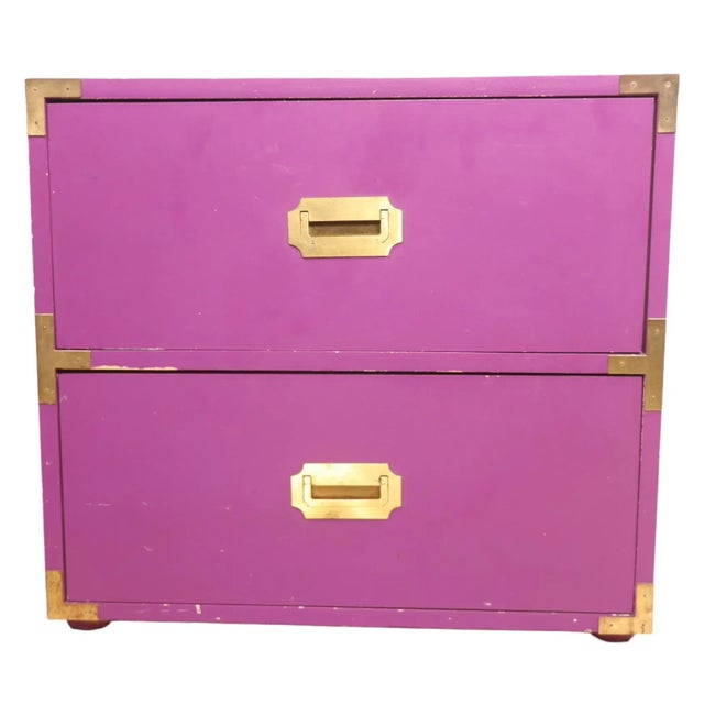 Wood Mod Swingers Collection Campaign Style Nightstand Table by Schoolfield Industries C 1970's For Sale - Image 7 of 12