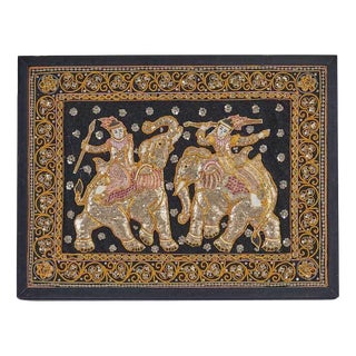 Kalaga Tapestry Embroidered with Elephants For Sale