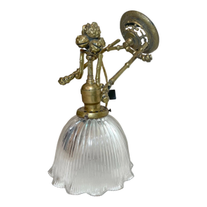 1930s Rare Antique Ornate Brass Nautical Ship Boat Wall Sconce Fixture Gimbal Chestnut