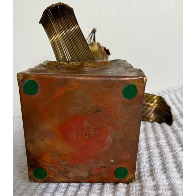 Rare Hand wrought copper and brass braided sculpture which is marked BJM 1979.