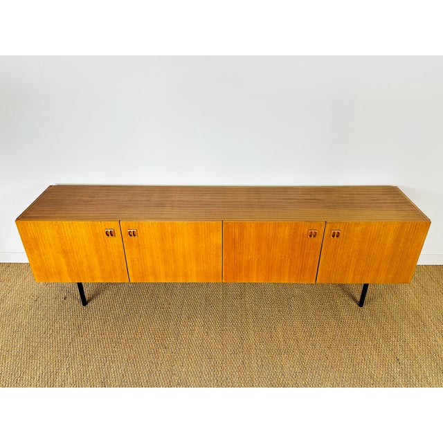 Mid-Century Modern Vintage Scandinavian Sideboard in Teak with Black Metal Legs, 1960 For Sale - Image 3 of 18
