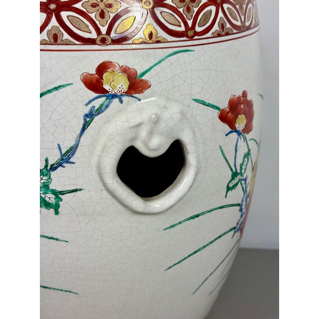 Mid 20th Century Large Vintage Chinese Famille Rose Porcelain Garden Stool - Hand-Painted Birds & Peonies For Sale - Image 5 of 17