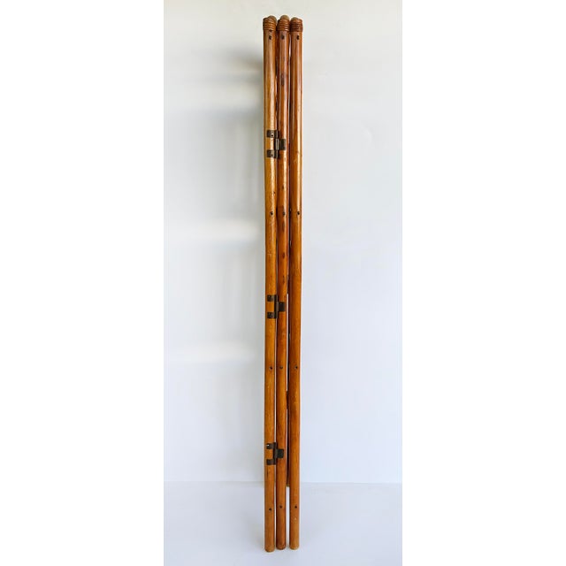 Mid-Century Modern Vintage Bohemian Rattan 3-Panel Folding Screen Room Divider For Sale - Image 3 of 8