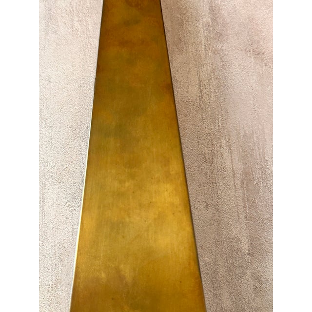 1970s Vintage Brass Obelisk Sculpture – 22” Neoclassical Decor For Sale - Image 5 of 12