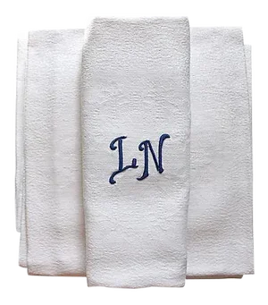 Antique French Dinner Napkins with "l N" Monogram, Set of 10