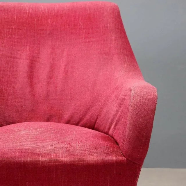 Vintage Armchair in Fabric and Brass, Italy, 1950s-1960s For Sale - Image 4 of 9