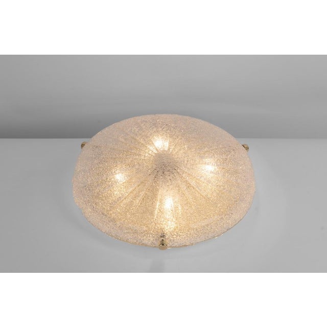 Large Round Murano Amber Sunbrust Flushmount attributed to Hillebrand, Germany, 1970s For Sale - Image 9 of 14