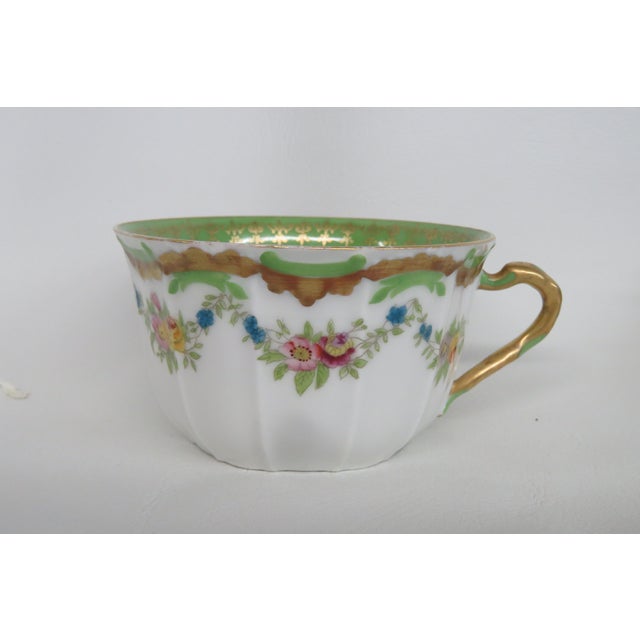 Late 20th Century Limoges T and v Flower Tea Cup and Saucer Set 4508b For Sale - Image 12 of 15