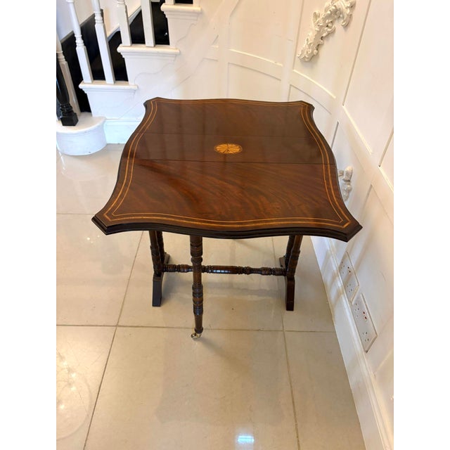 Antique Mahogany Occasional Table with Satinwood Inlay from Sutherland, 1900 For Sale - Image 6 of 13