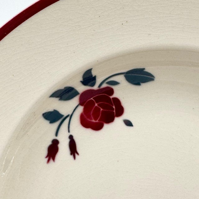Soup Plates with Les Roses Pattern from Badonviller, 1950s, Set of 9 For Sale - Image 6 of 9